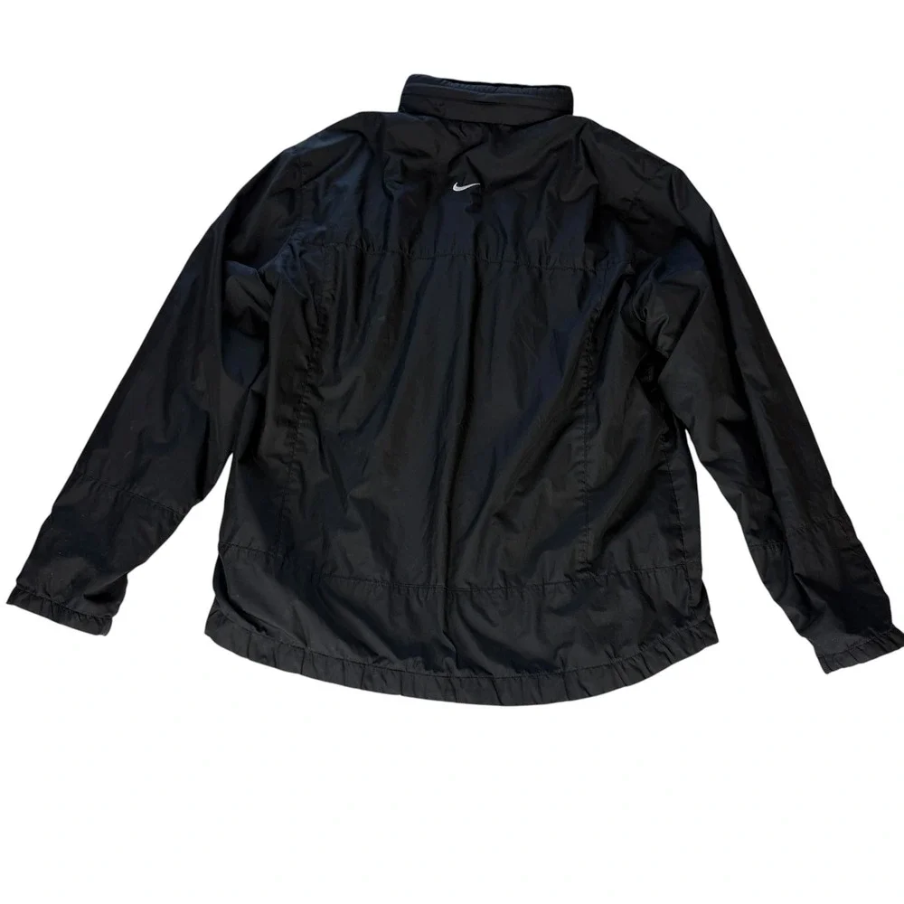 Nike Mens Black Full Zip Windbreaker Jacket Stowaway Hood Lined Size M RN 56323